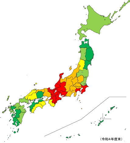 地籍調査進捗率日本地図
